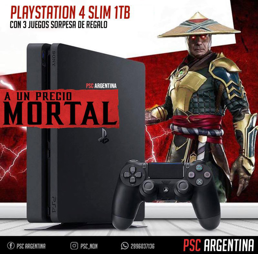 PS4 SLIM 1TB + 3 JUEGOS SORPRESA DE REGALO